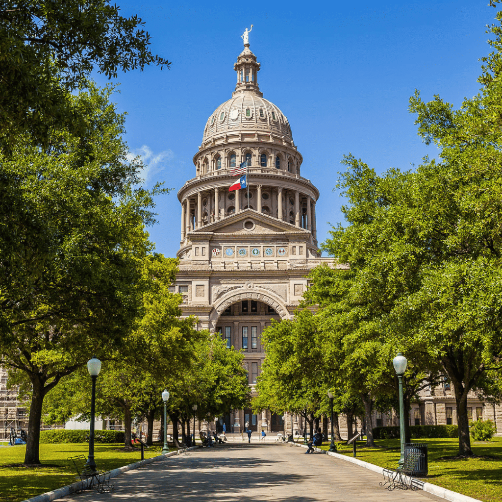 Image of the Austin Capital Building in Austin, Texas, where A Plus Cremation provides Direct Cremation Services
